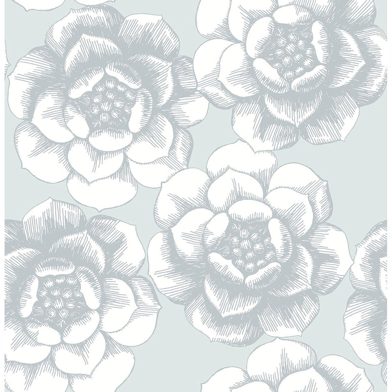 media image for sample fanciful floral wallpaper in silver from the moonlight collection by brewster home fashions 1 250