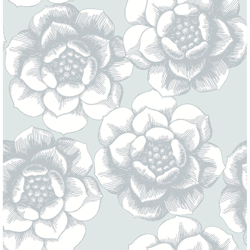 media image for Fanciful Floral Wallpaper in Silver from the Moonlight Collection by Brewster Home Fashions 218