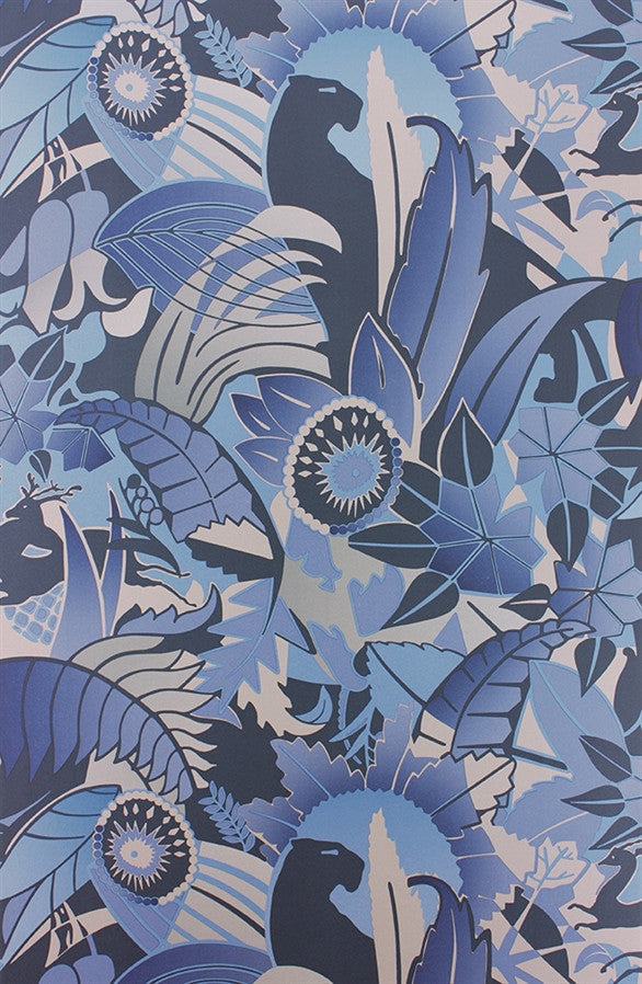 media image for Fantasque Wallpaper in Sapphire, Navy, and Silver by Osborne & Little 261