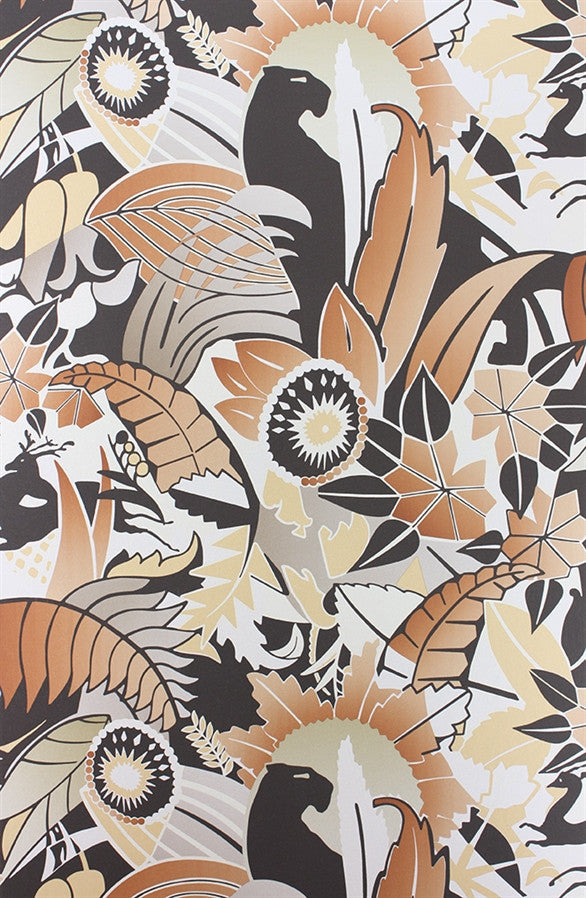 media image for Fantasque Wallpaper in Terracotta, Taupe, and Copper by Osborne & Little 255