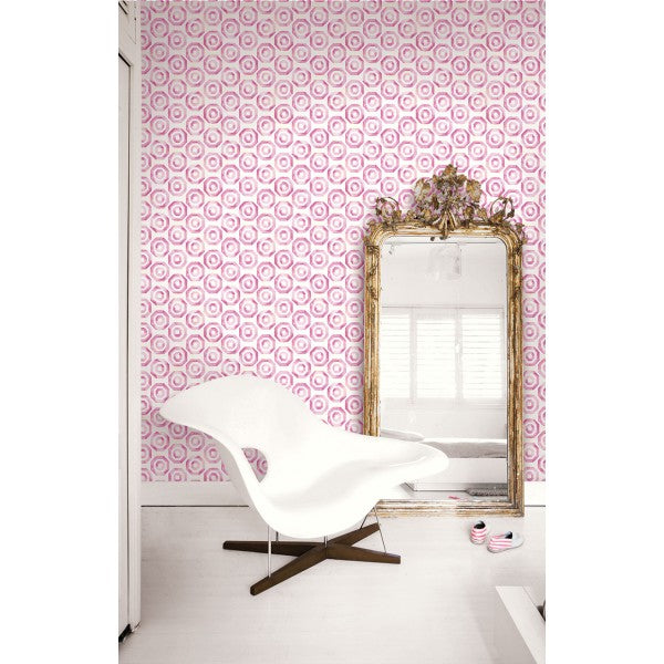 media image for Faravel Geo Wallpaper in Pink from the Lugano Collection by Seabrook Wallcoverings 267