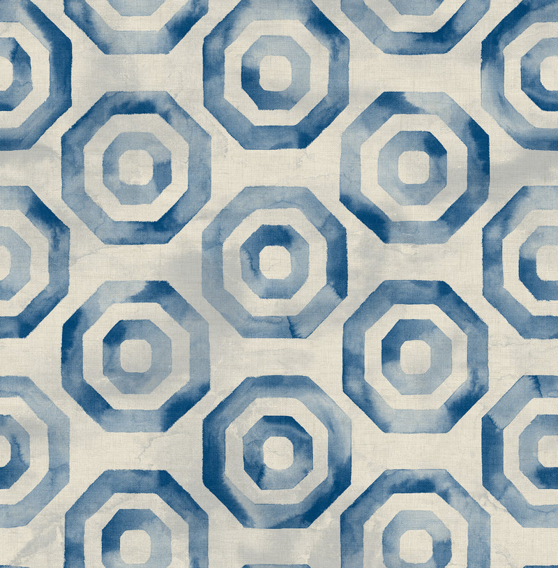 media image for Faravel Geo Wallpaper in Blue from the Lugano Collection by Seabrook Wallcoverings 271