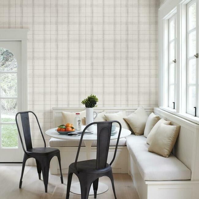 media image for Farmhouse Plaid Wallpaper in Linen from the Simply Farmhouse Collection by York Wallcoverings 297