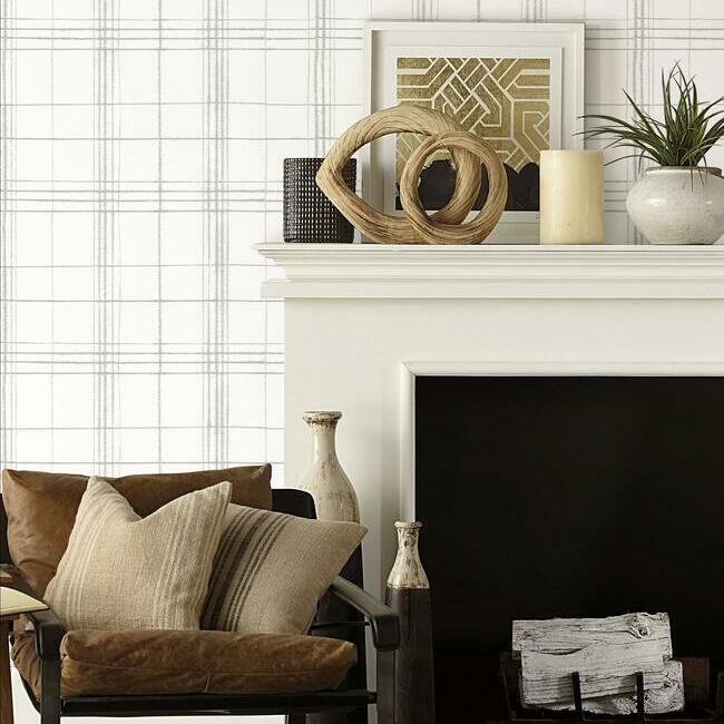 media image for Farmhouse Plaid Wallpaper in Linen from the Simply Farmhouse Collection by York Wallcoverings 254
