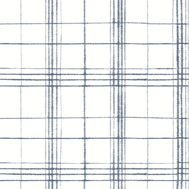 media image for Farmhouse Plaid Wallpaper in Navy and White from the Simply Farmhouse Collection by York Wallcoverings 265