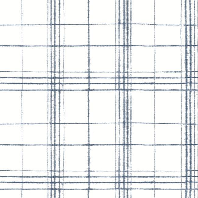 media image for Farmhouse Plaid Wallpaper in Navy and White from the Simply Farmhouse Collection by York Wallcoverings 277