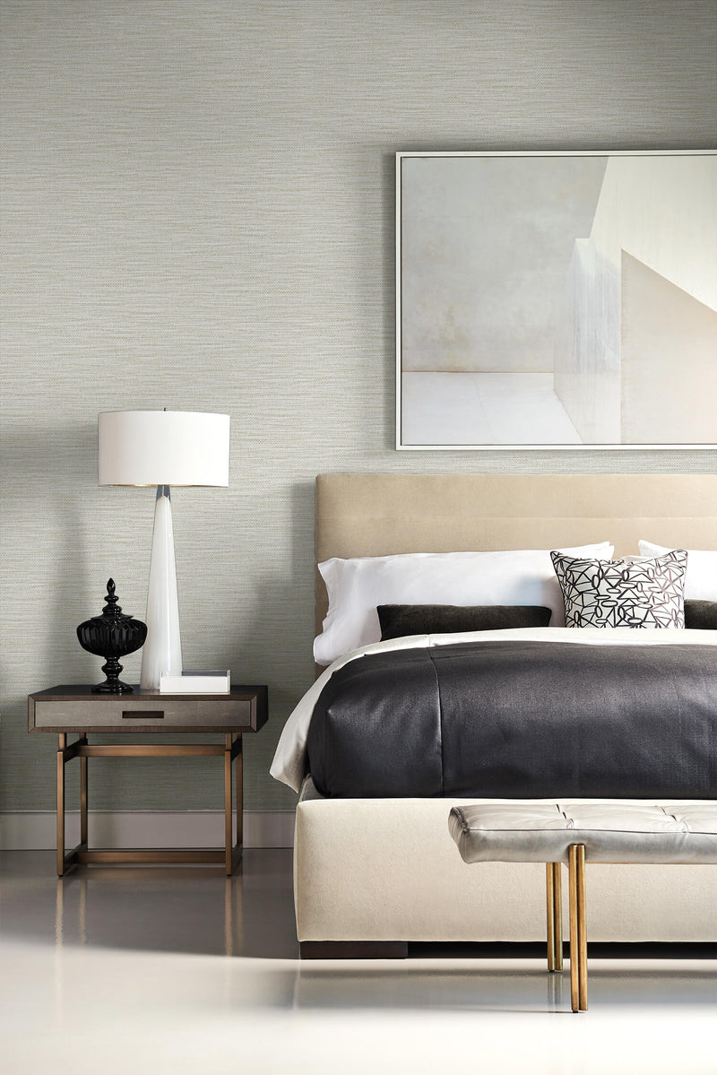 media image for Faux Linen Weave Wallpaper in Cove Grey from the Luxe Retreat Collection by Seabrook Wallcoverings 264