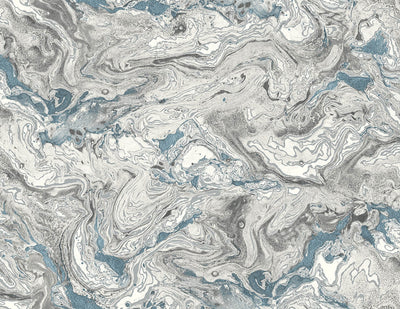 product image for Faux Marble Peel-and-Stick Wallpaper in Lunar Rock and Cerulean from the Luxe Haven Collection by Lillian August 50
