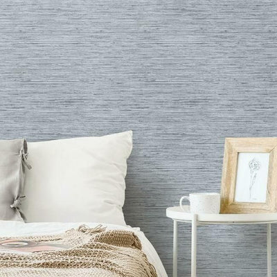 product image for Faux Weave Grasscloth Peel & Stick Wallpaper in Blue and Grey by RoomMates for York Wallcoverings 77