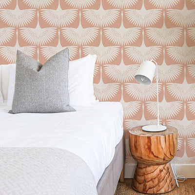 product image for Feather Flock Self-Adhesive Wallpaper (Single Roll) in Sahara Blush by Tempaper 36