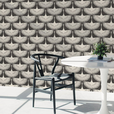 product image for Feather Flock Self-Adhesive Wallpaper (Single Roll) in Storm Grey by Tempaper 25