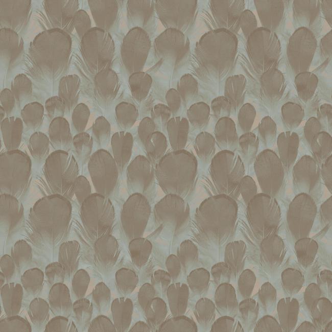 media image for Feathers Wallpaper in Brown and Soft Turquoise from the Natural Opalescence Collection by Antonina Vella for York Wallcoverings 283