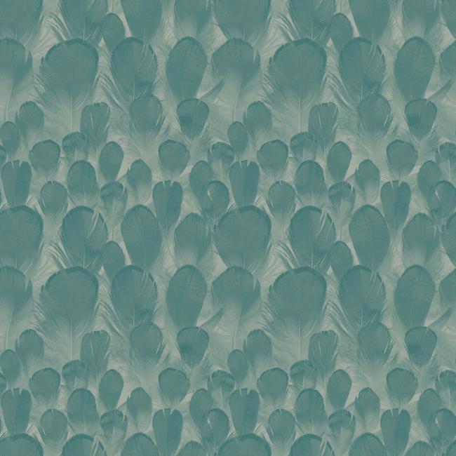 media image for Feathers Wallpaper in Teal from the Natural Opalescence Collection by Antonina Vella for York Wallcoverings 291