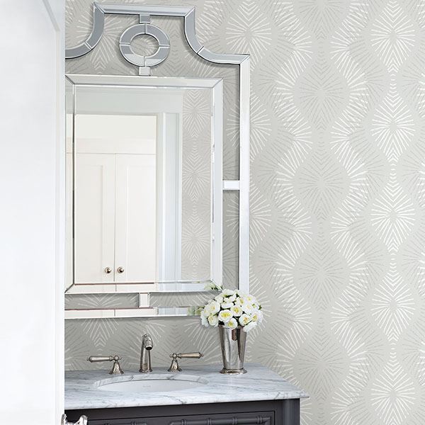 media image for Feliz Beaded Ogee Wallpaper in Silver from the Celadon Collection by Brewster Home Fashions 231