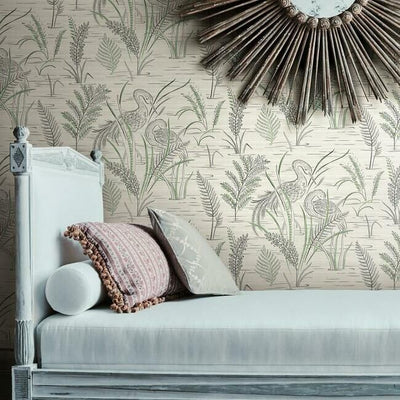 product image for Fernwater Cranes Wallpaper in Black and Green from the Grandmillennial Collection by York Wallcoverings 56