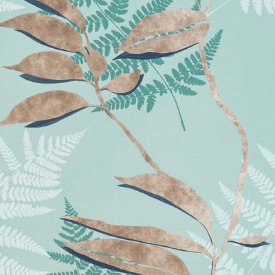 product image for Feuille D'or Wallpaper in Aqua and Copper from the Folium Collection by Osborne & Little 33
