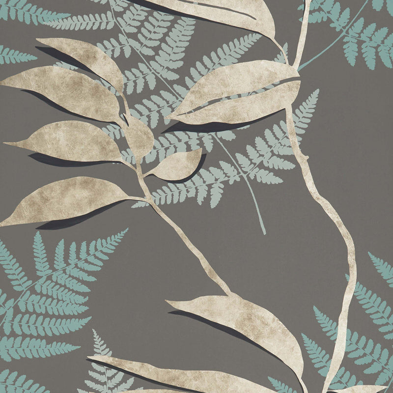 media image for sample feuille dor wallpaper in cacao and gold from the folium collection by osborne little 1 264