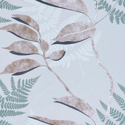 product image of Feuille D'or Wallpaper in Stone and Gilver from the Folium Collection by Osborne & Little 522