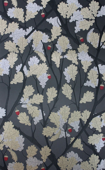 product image for Feuille de Chene Wallpaper in Black and Gilver from the Cabochon Collection by Osborne & Little 34