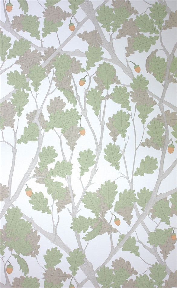 media image for Feuille de Chene Wallpaper in Ivory and Pistachio from the Cabochon Collection by Osborne & Little 269