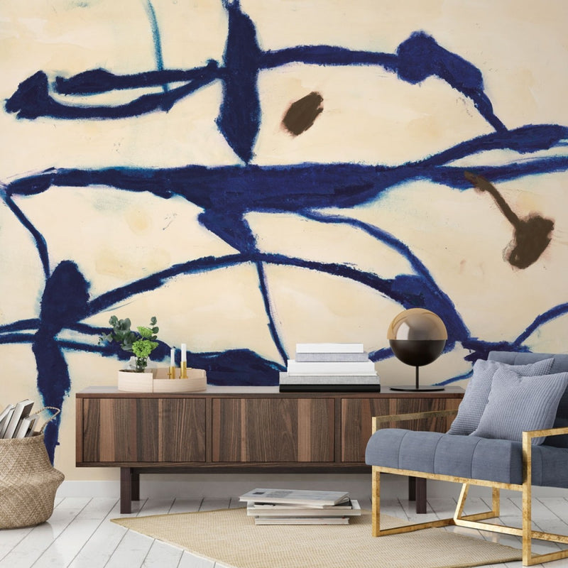 media image for Figures Self-Adhesive Wall Mural in Cobalt by Zoe Bios Creative for Tempaper 261