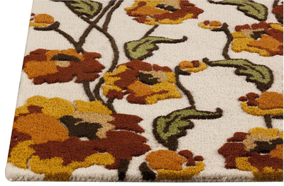 product image for Fiore Collection Hand Tufted Wool Area Rug in White and Rust design by Mat the Basics 13