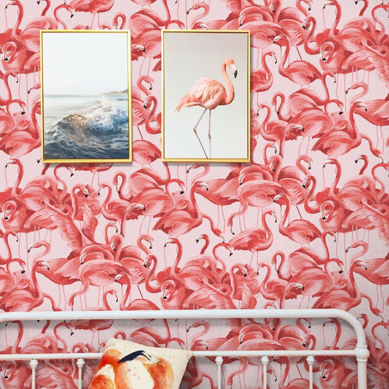 media image for Flamingo Self-Adhesive Wallpaper (Single Roll) in Cheeky Pink by Tempaper 288