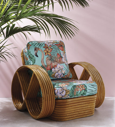 product image for Flamingo Club Fabric in Jade, Peach, and Coral by Matthew Williamson for Osborne & Little 1