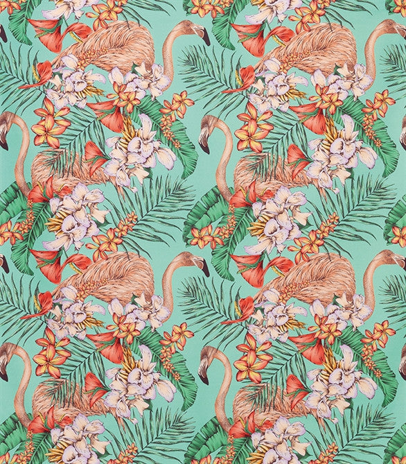 media image for Flamingo Club Fabric in Jade, Peach, and Coral by Matthew Williamson for Osborne & Little 281