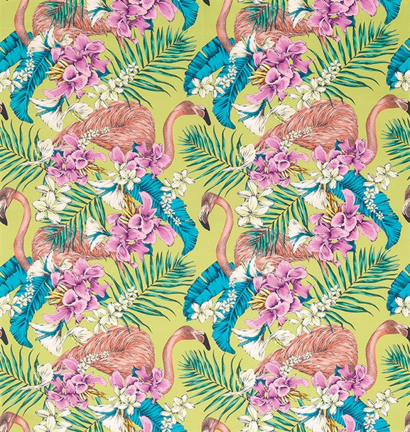 media image for Flamingo Club Fabric in Lime and Fuchsia by Matthew Williamson for Osborne & Little 252