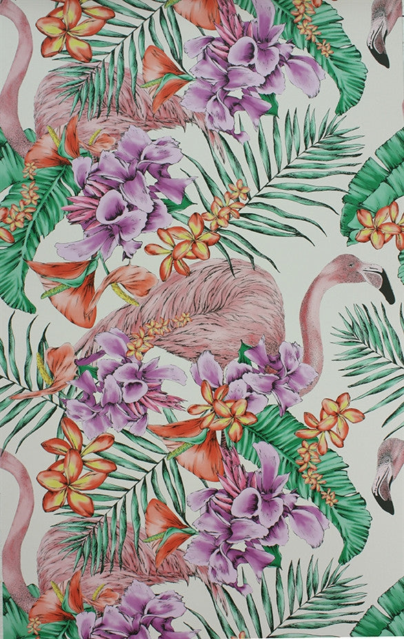 media image for Flamingo Club Wallpaper in Ivory and Fuchsia by Matthew Williamson for Osborne & Little 223