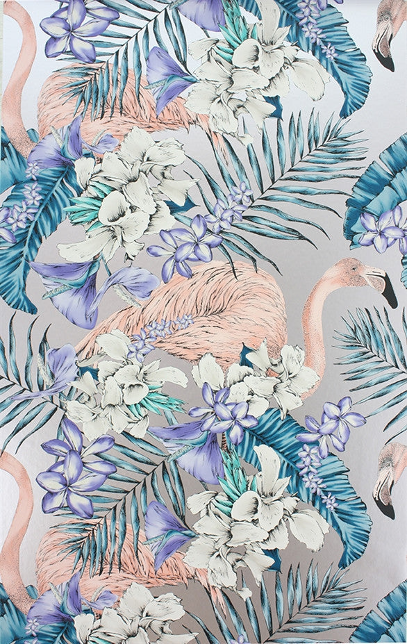 Shop Flamingo Club Wallpaper in Metallic by Matthew Williamson for