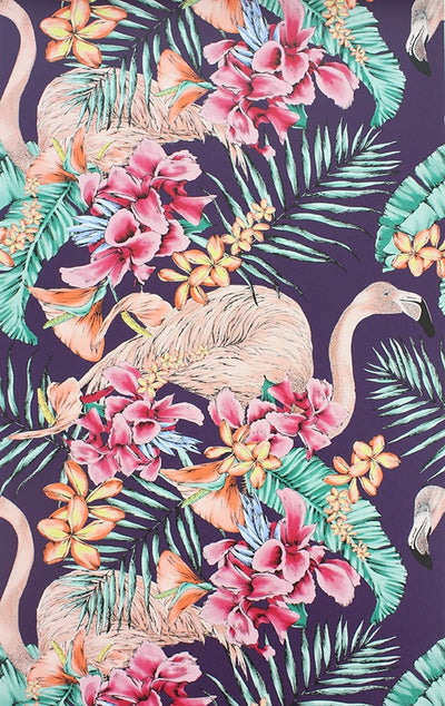 product image for Flamingo Club Wallpaper in Purple and Cerise by Matthew Williamson for Osborne & Little 61