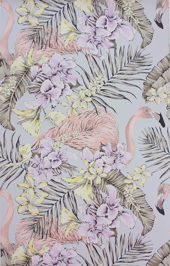 media image for Flamingo Club Wallpaper in Silver by Matthew Williamson for Osborne & Little 238