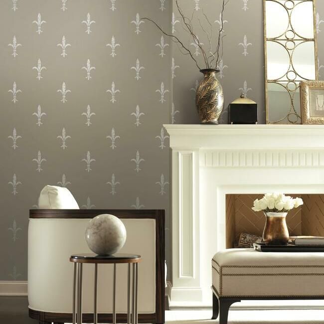 media image for Fleur De Lis Wallpaper in Glint and Cream from the Ronald Redding 24 Karat Collection by York Wallcoverings 24