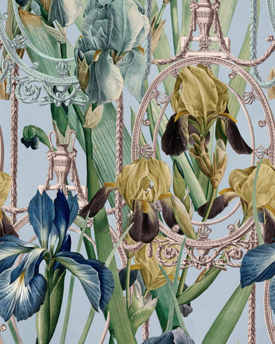 product image of Fleurs D'Iris Wallpaper in Aquamarine from the Wallpaper Compendium Collection by Mind the Gap 51