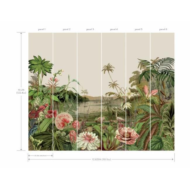 media image for Floating Gardens Wall Mural in Taupe and Green from the Murals Resource Library by York Wallcoverings 22