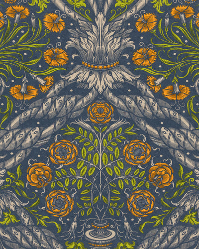 product image for Floral Ornament Wallpaper in Blue Multi from the Wallpaper Compendium Collection by Mind the Gap 21
