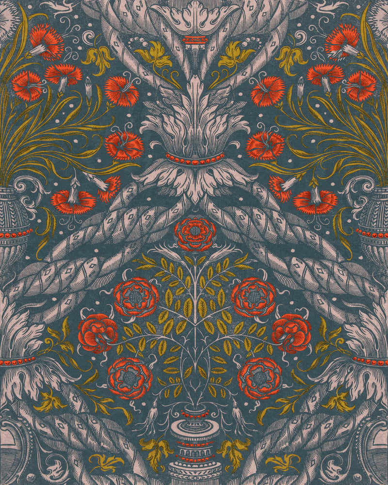 media image for Floral Ornament Wallpaper in Scarlet from the Wallpaper Compendium Collection by Mind the Gap 292