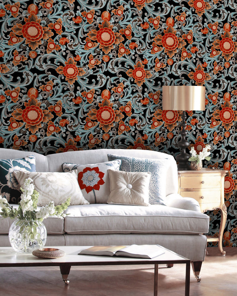 media image for Floral Painting Dark Wallpaper from Collection II by Mind the Gap 254