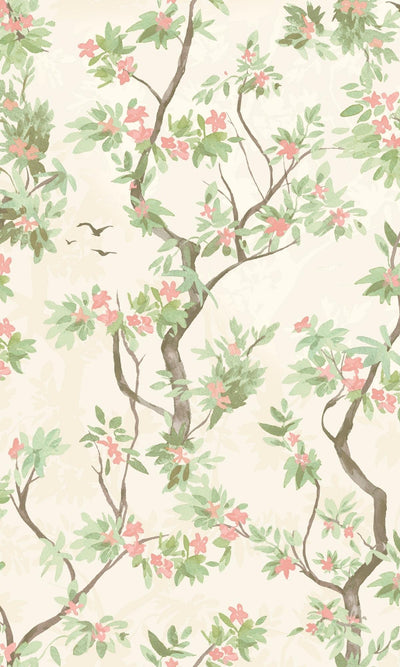 product image of Cream & Pink Wild Blossoming Tree Tropical Wallpaper by Walls Republic 592