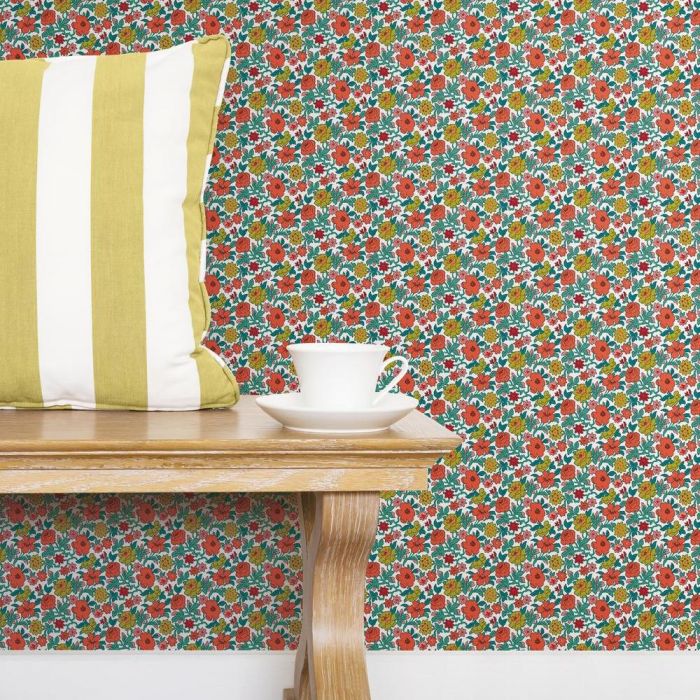 media image for Floral Ditzy Vine Peel & Stick Wallpaper in Red Multi by RoomMates for York Wallcoverings 29
