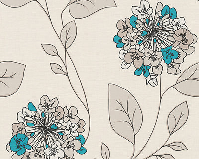 product image of sample floral modern nature wallpaper in beige and blue design by bd wall 1 528