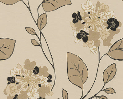 product image of sample floral modern nature wallpaper in brown and cream design by bd wall 1 542