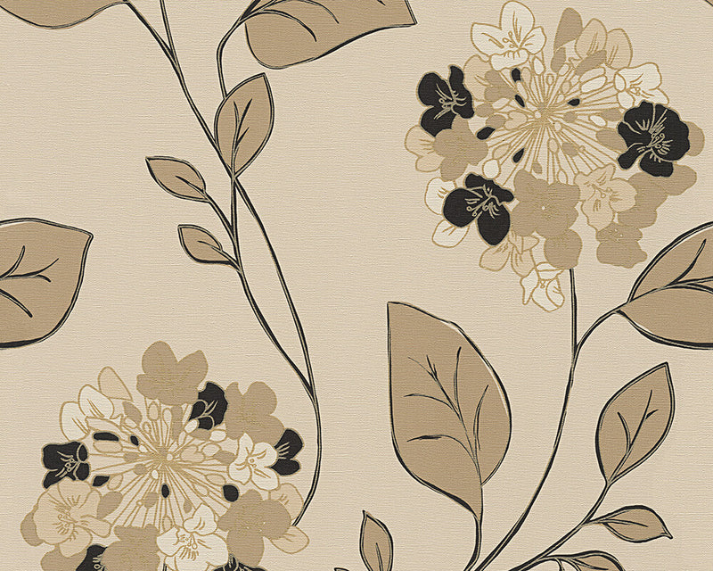 media image for sample floral modern nature wallpaper in brown and cream design by bd wall 1 220