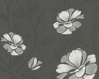 product image for Floral Nature Wallpaper in Grey and Black design by BD Wall 79