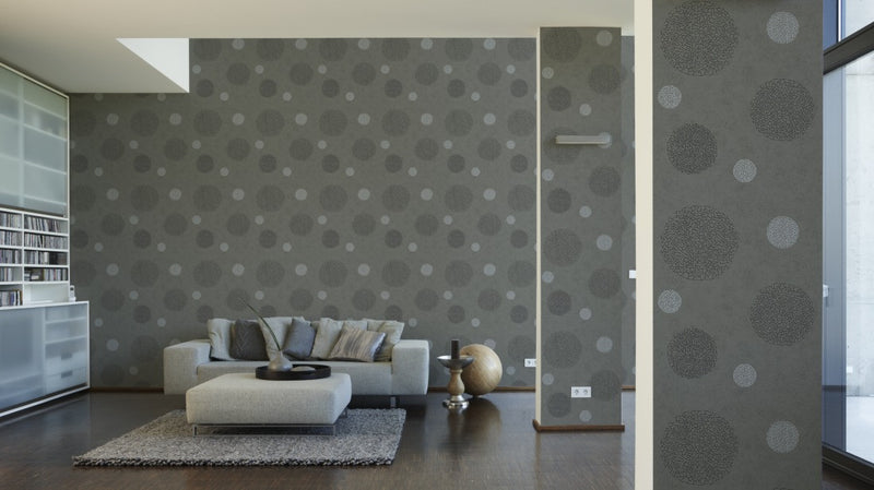 media image for Floral Roundel Wallpaper in Grey design by BD Wall 22