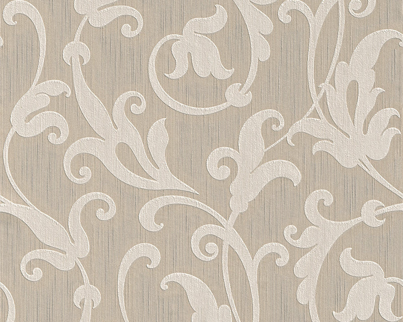 media image for sample floral scrollwork wallpaper in beige design by bd wall 1 284
