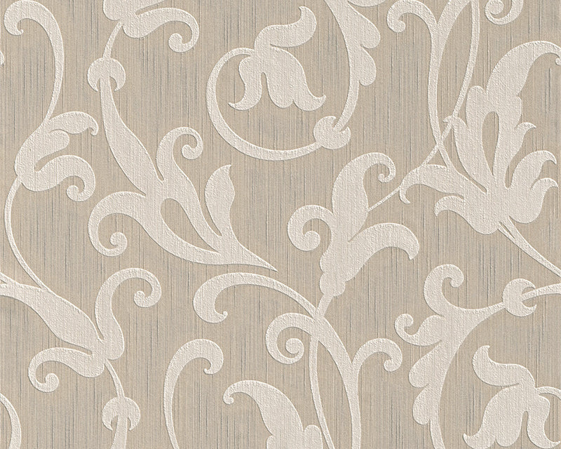 Shop Floral Scrollwork Wallpaper in Beige design by BD Wall | Burke Decor