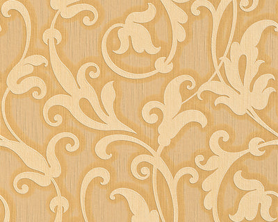 product image of sample floral scrollwork wallpaper in cream and orange design by bd wall 1 584